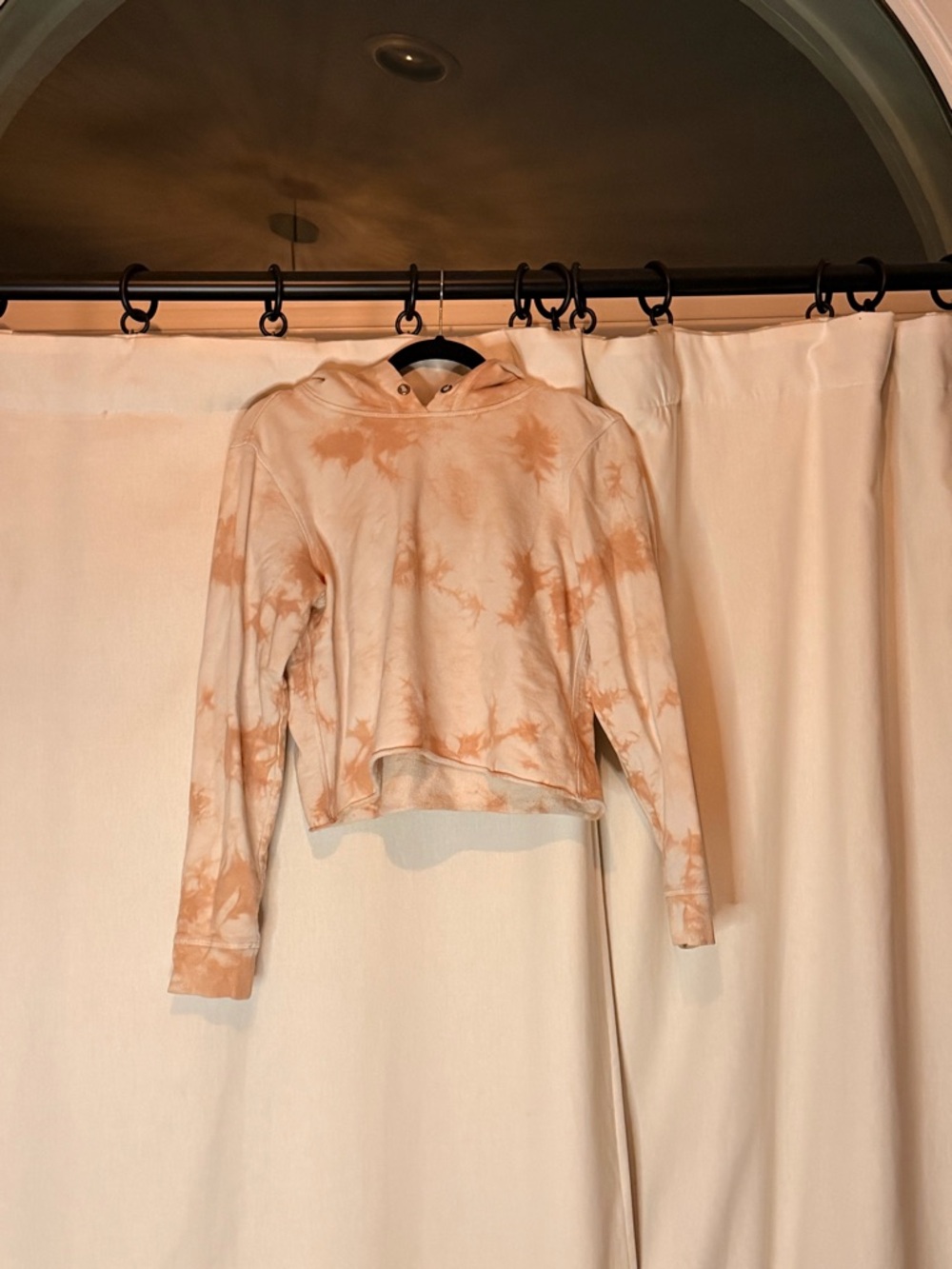 Peach Tie-Dye Cropped Hoodie